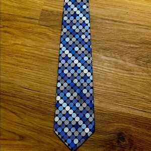 Geoffrey Beene Blue and Black Circular Pattern Tie